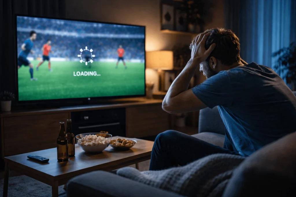 IPTV fryser under matcher
